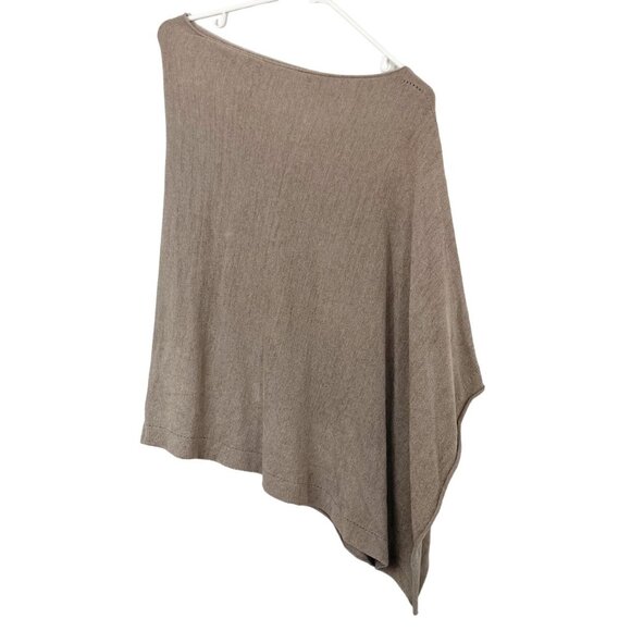 Barefoot Dreams CozyChic Ultra Lite Pointelle Trim Poncho Tan Brown One Size - Picture 1 of 4